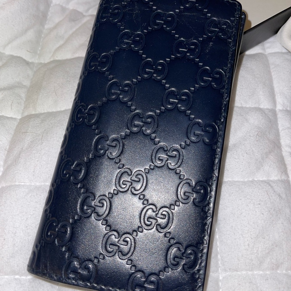 Gucci Blue Long 307774 Gg Monogram Leather Wallet